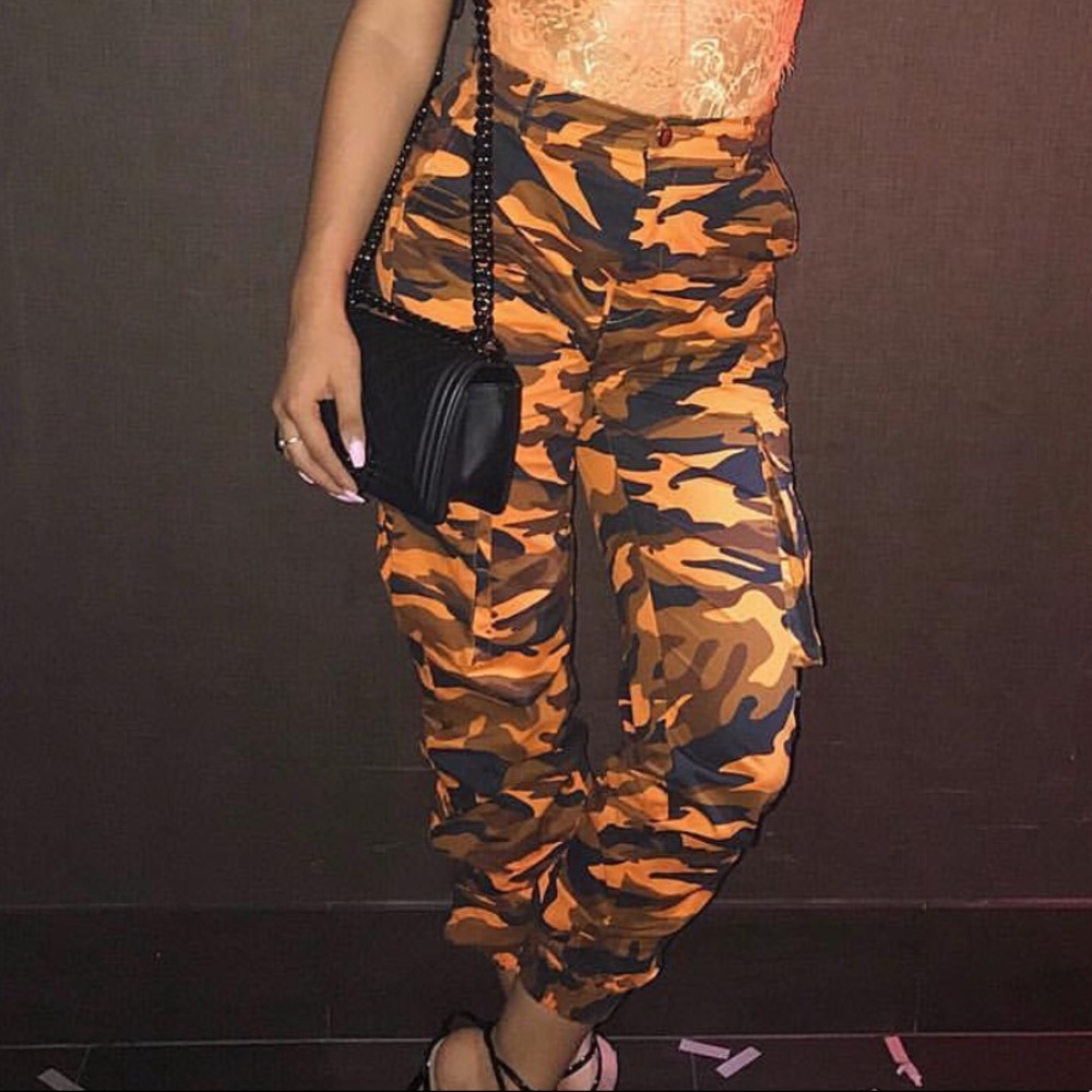 orange camo joggers